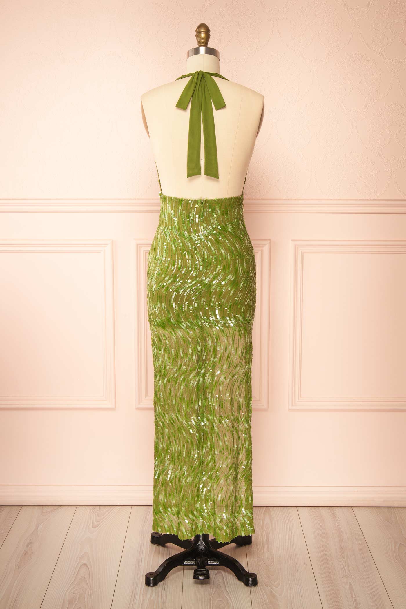 Laizelle Green Maxi Dress with Sequins | Boutique 1861 back view