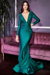 Lenai green Draped Mermaid Gown w/ Long Sleeves | Boudoir 1861 mannequin green