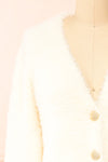 Leni Ivory Fuzzy Cardigan | Boutique 1861  front close-up