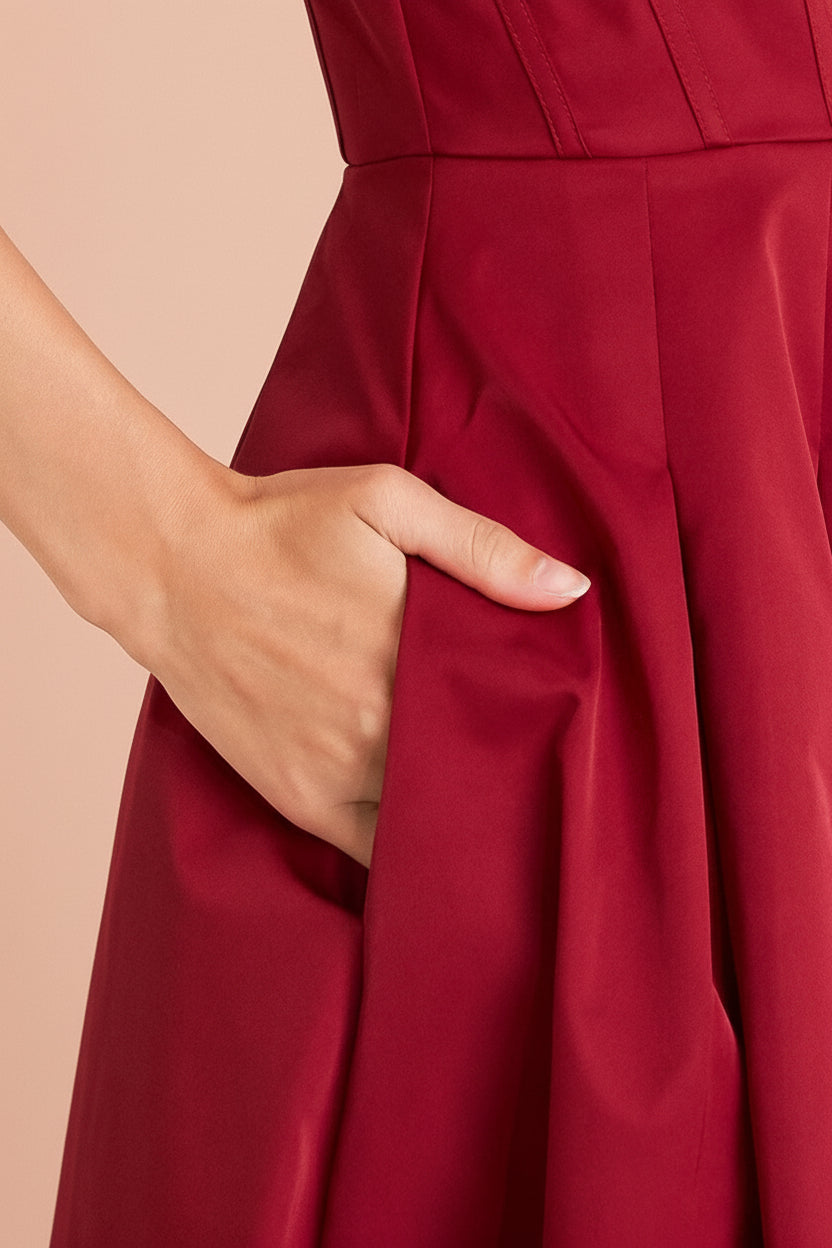 Marijade Midi Red Dress with Pockets | Boutique 1861 pocket model