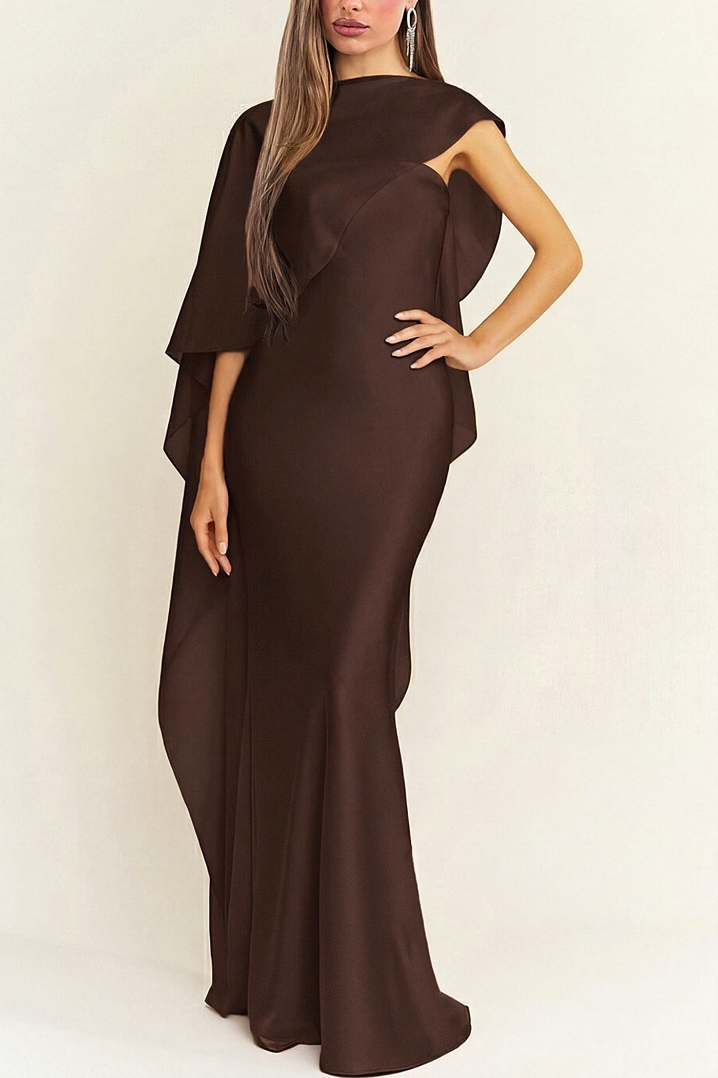 Cathleen Brown | Fitted Strapless Satin Maxi Dress