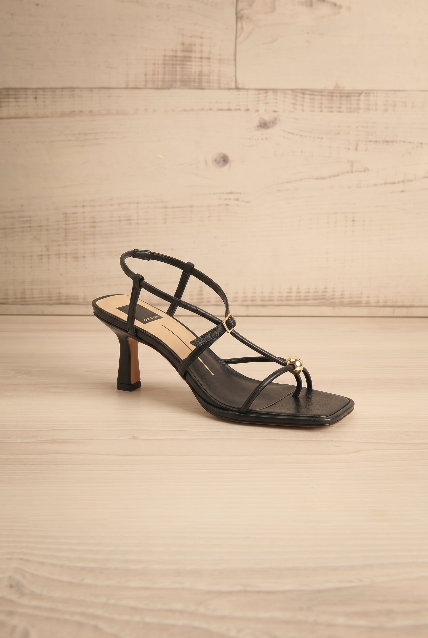 Profile Mylee black Strappy Leather Sandals with Sculptural Heel by Dolce Vita at la petite garçonne