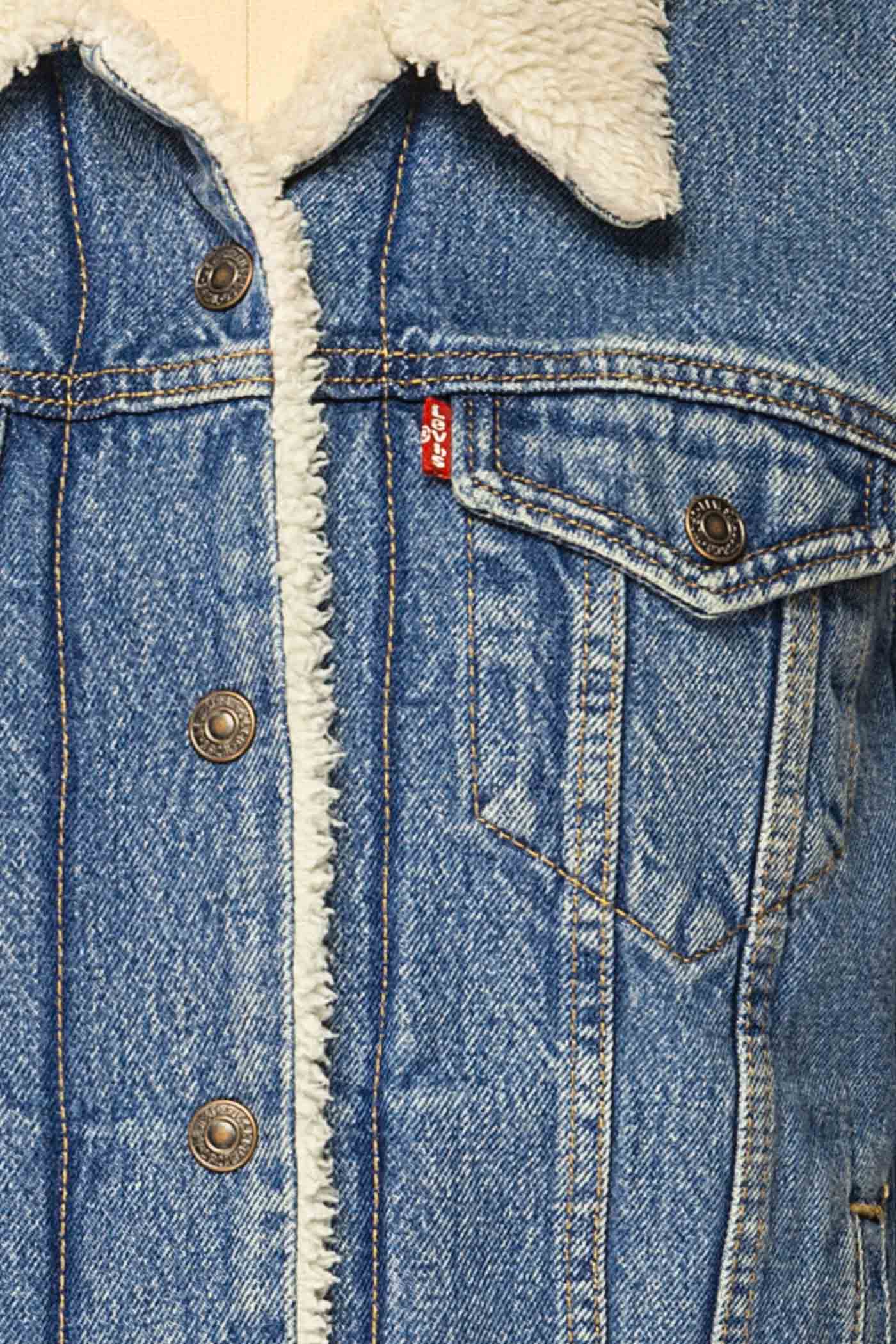 Madikeri Blue Wash Sherpa-Lined Denim Jacket with Pockets | La petite garçonne fabric 