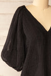 Manama Black Puff Sleeve Blouse | La petite garçonne side close-up