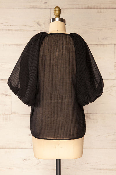 Manama Black Puff Sleeve Blouse | La petite garçonne back view