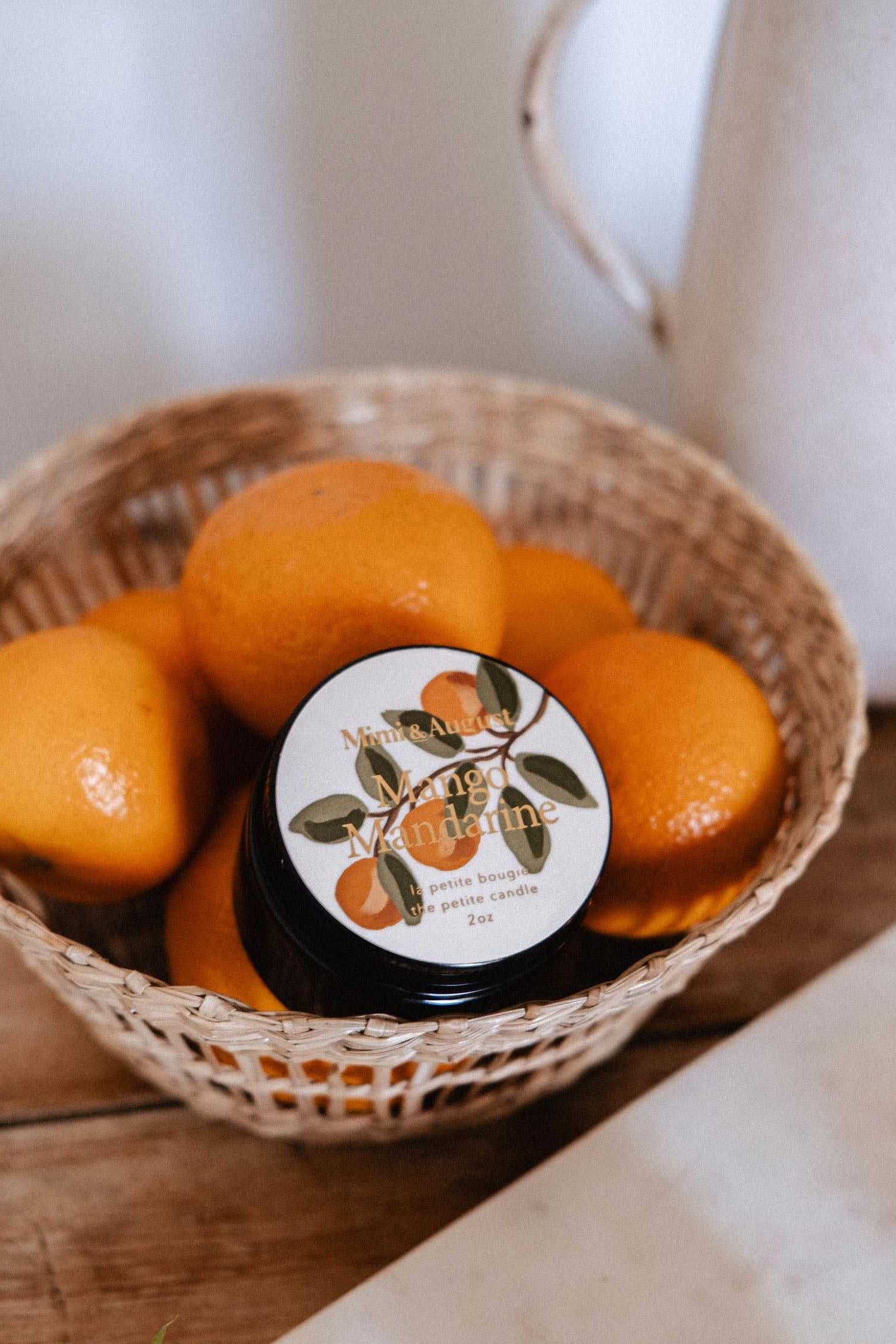 top lifestyle view of Mango Mandarine Candle at Maison garçonne