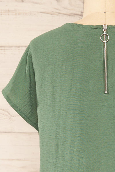 Margao Green Top w/ Wide Sleeves | La petite garçonne back close-up