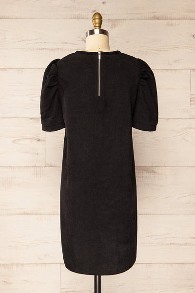 Marlo Short Black Corduroy Dress | La petite garçonne back view