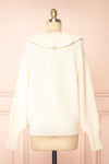 Miaro Ivory Ruffled V-Neck Knit Sweater | Boutique 1861 back view