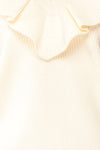 Miaro Ivory Ruffled V-Neck Knit Sweater | Boutique 1861 fabric