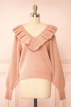 Miaro Pink Ruffled V-Neck Knit Sweater | Boutique 1861 front view