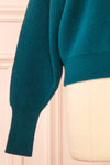 Miaro Teal Ruffled V-Neck Knit Sweater | Boutique 1861 bottom
