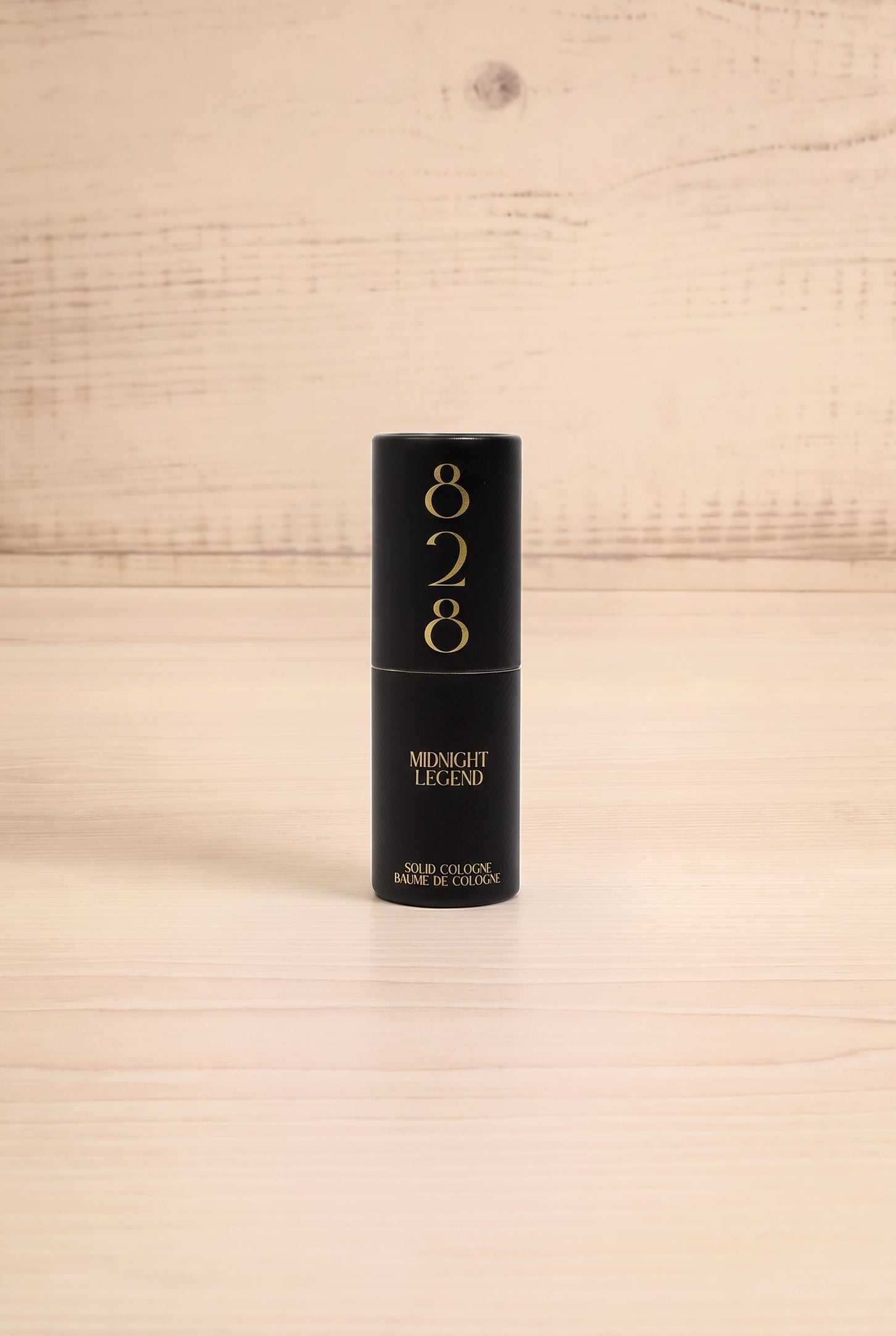 Front view of the Midnight Legend solid perfume by 828 Aroma, handmade in Canada and available at Maison Garçonne.