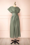 Miriel Sage Midi Dress w/ Short Sleeves | Boutique 1861 side view