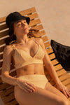Luzalaka Yellow Striped Bikini Bottom | La petite garçonne on model