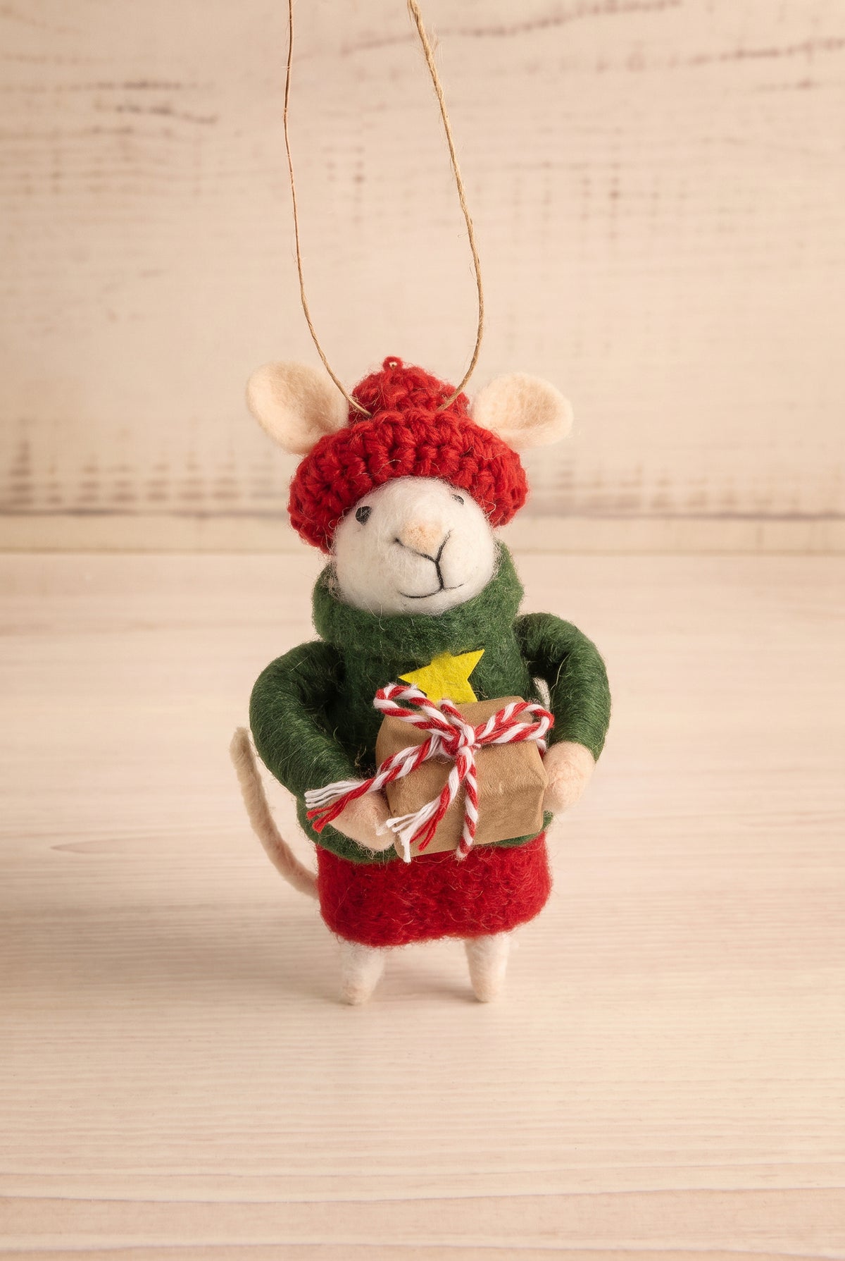 view of gift-giving gertie Gifting Holiday Mouse Ornament - 3 Options at Maison garçonne