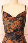 Myrtana Cowl Neck Floral Satin Slip Dress | Boutique 1861 front close-up