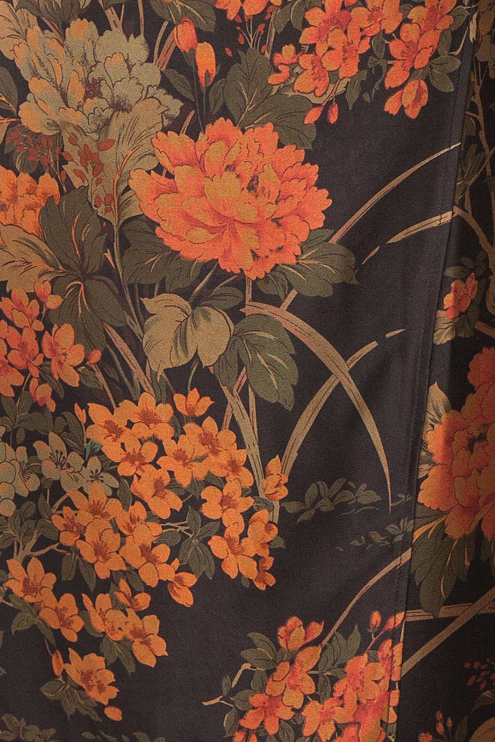 Myrtana Cowl Neck Floral Satin Slip Dress | Boutique 1861 fabric