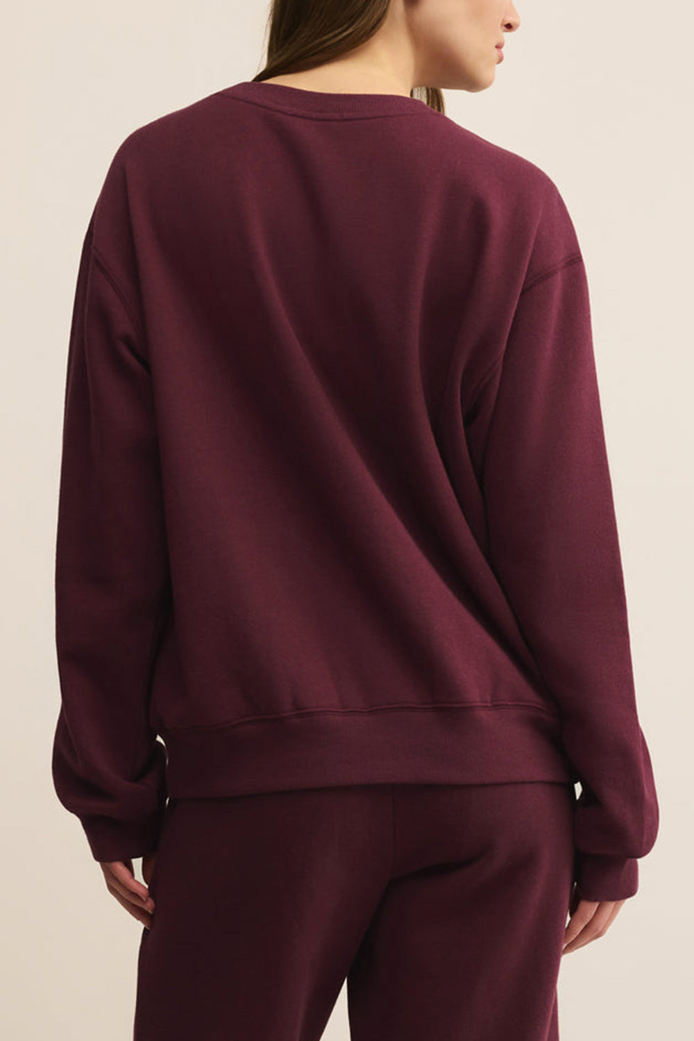 Nesna Oversized Burgundy Sweatshirt | La petite garçonne back model