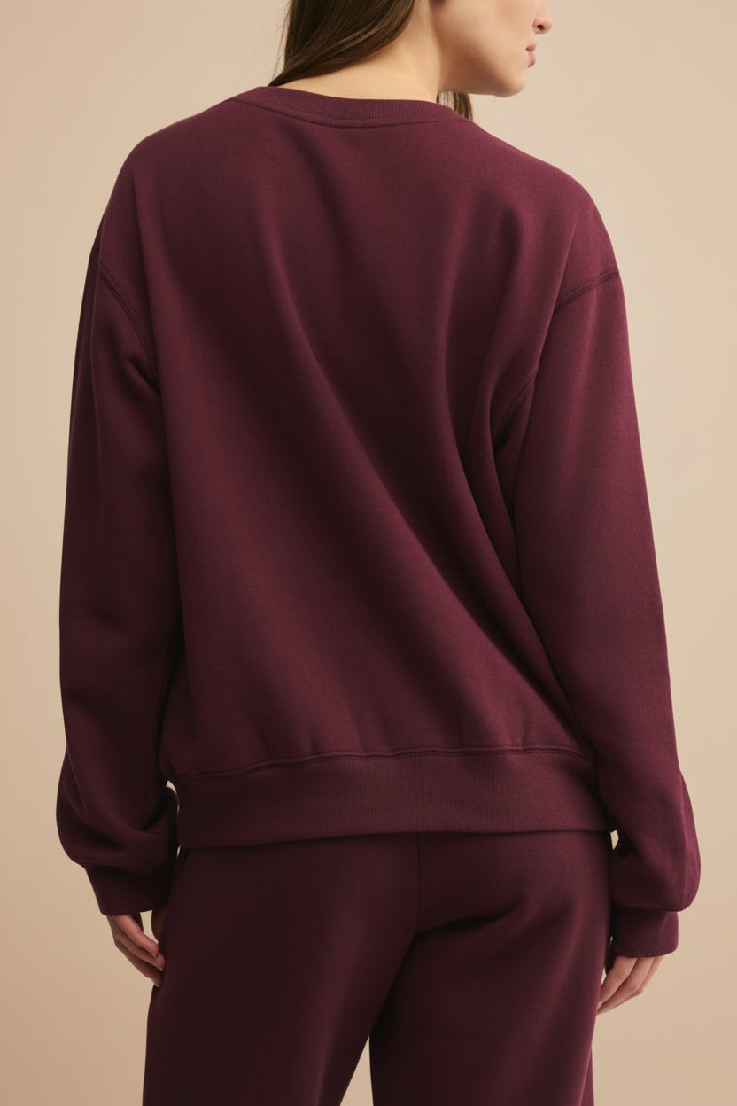 Nesna Oversized Burgundy Sweatshirt | La petite garçonne back model