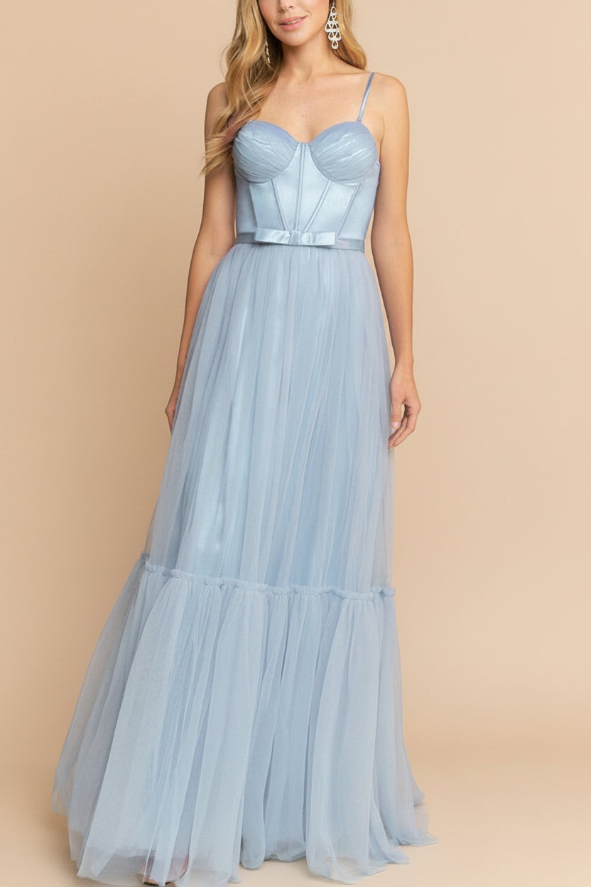 Nicola Blue | Strapless Corset Maxi Dress