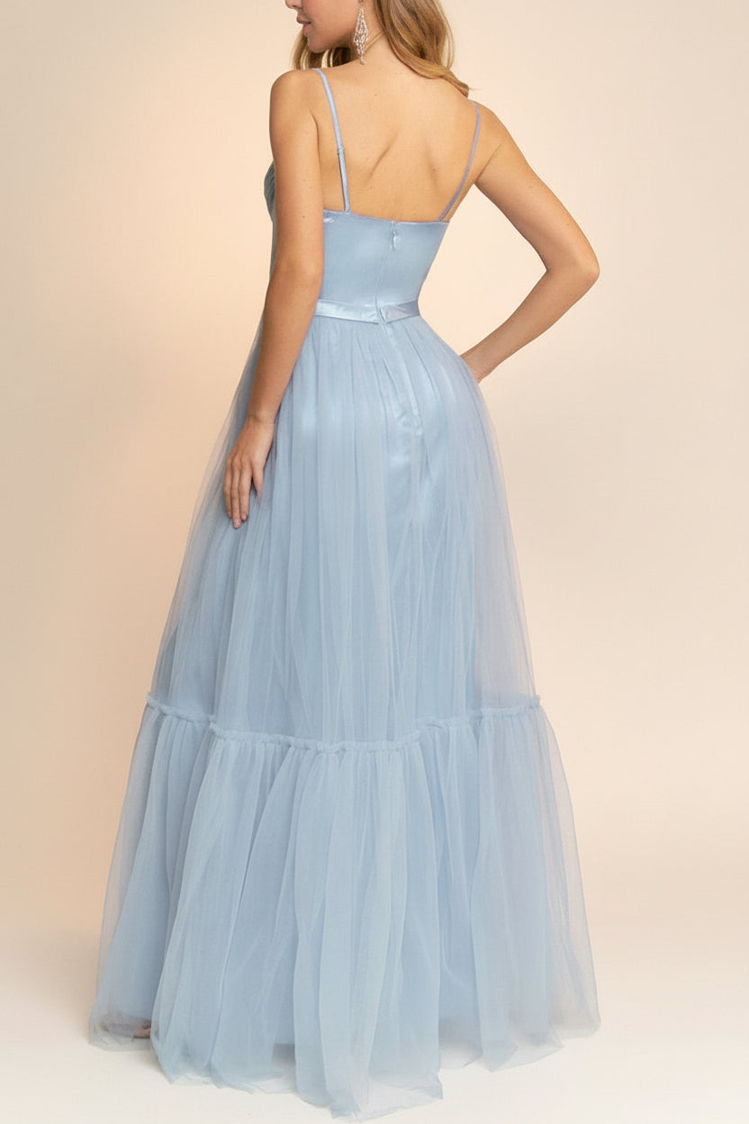 Nicola Blue | Strapless Corset Maxi Dress