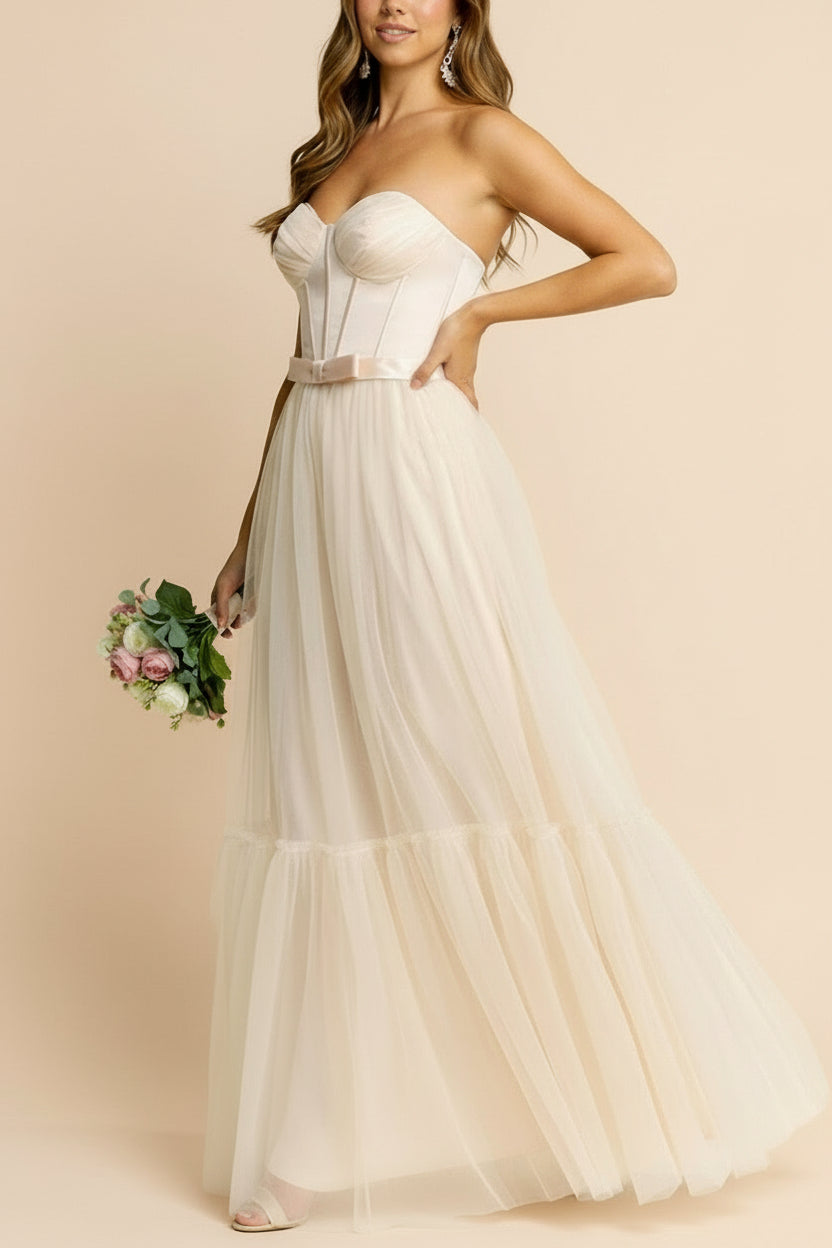 Nicola Champagne | Robe Maxi Corset Sans Bretelles