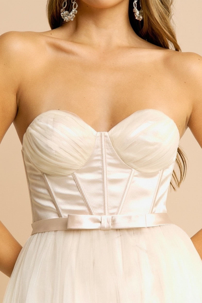 Nicola Champagne | Robe Maxi Corset Sans Bretelles