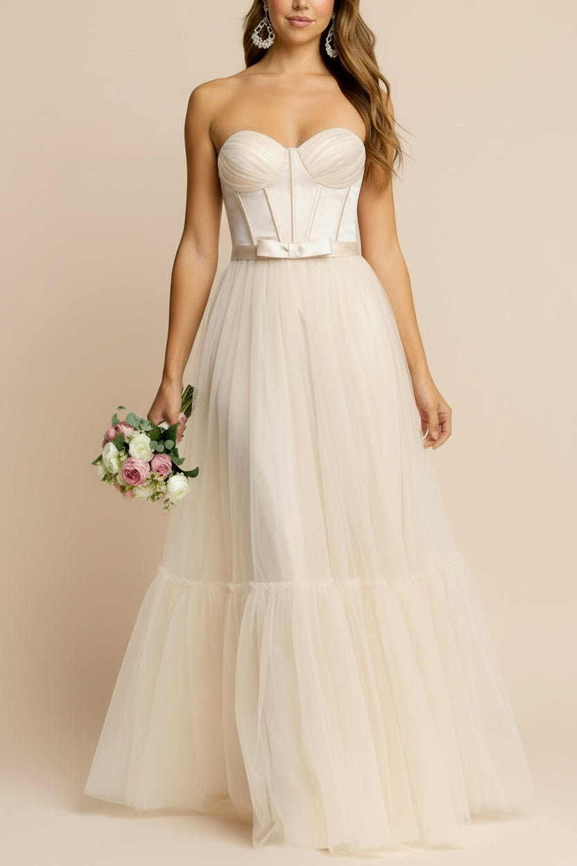 Nicola Champagne | Robe Maxi Corset Sans Bretelles