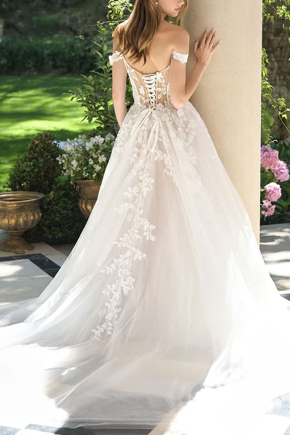 Nocthera Layered Tulle Maxi Corset Dress with Removable Straps