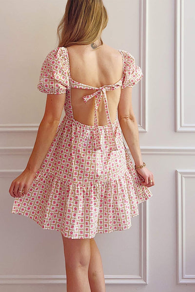 Nimue Floral A-Line Short Dress | Boutique 1861 back on model