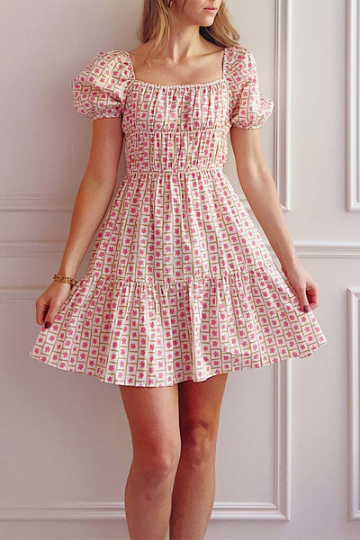 Nimue Floral A-Line Short Dress | Boutique 1861 on model