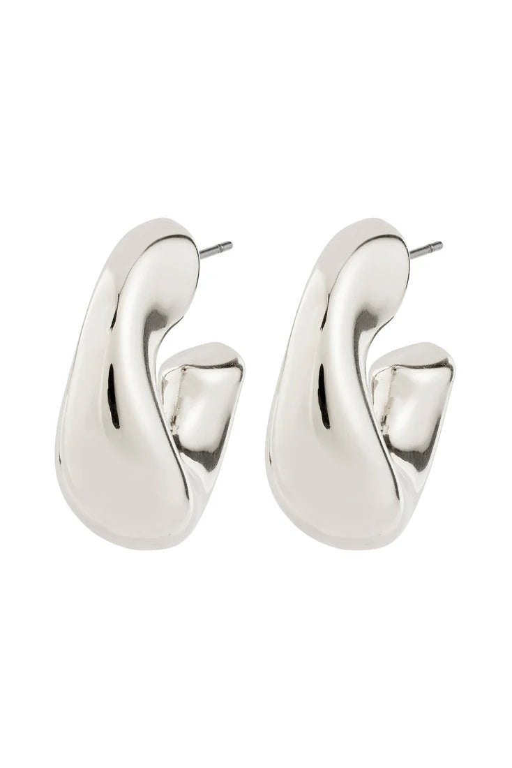 Panaji Silver | Chunky Half Hoops Earrings by Pilgrim