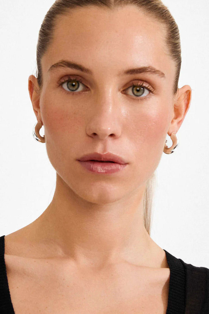 Panaji Silver | Chunky Half Hoops Earrings by Pilgrim