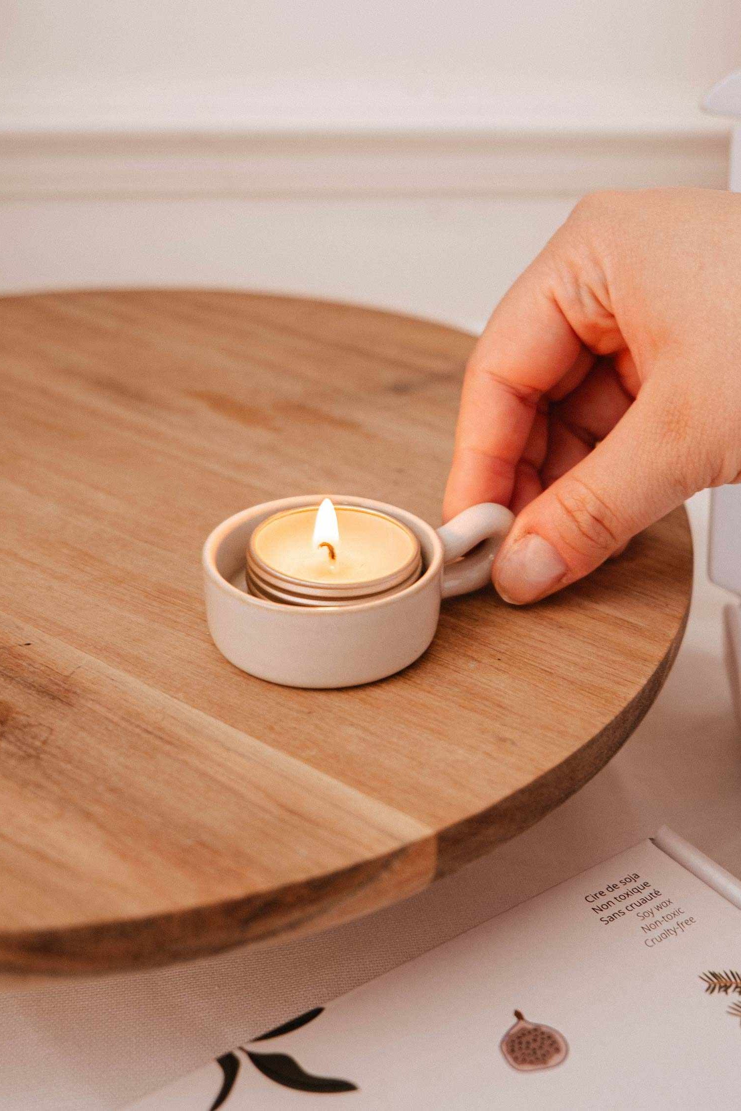 Porte-Lampion | Céramique Beige Fait à la Main