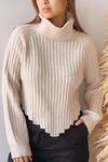 Paramaribo Beige Asymmetrical Knit Sweater | La petite garçonne on model