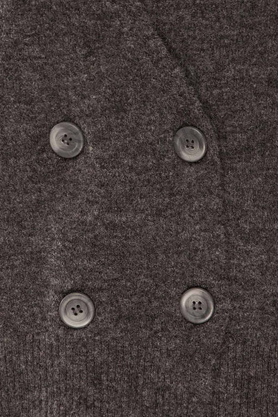 Perceval Grey Double-Breasted Knit Cardigan | La petite garçonne fabric