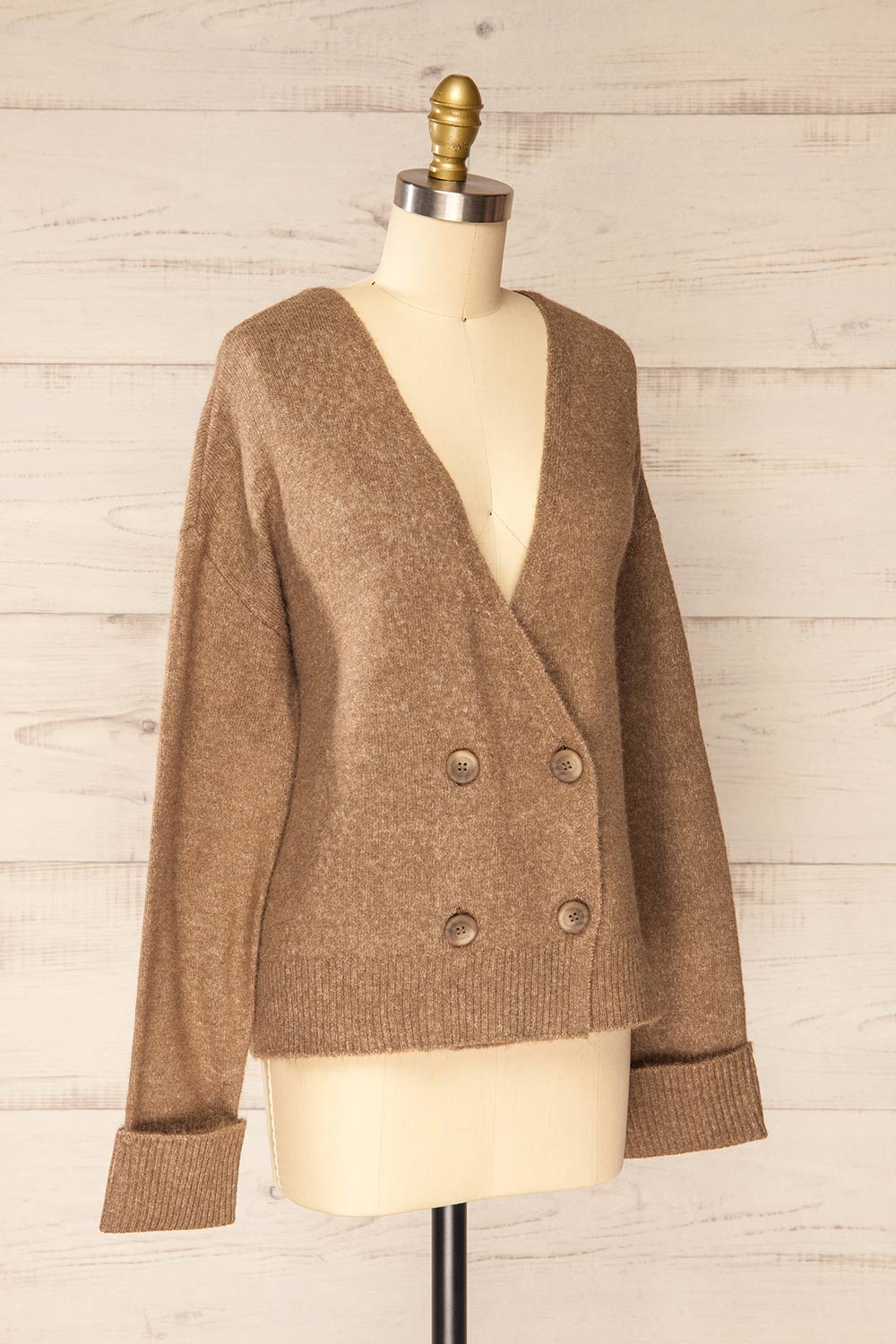 Perceval Taupe Double Breasted Knit Cardigan La petite garconne Medium