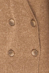 Perceval Taupe Double-Breasted Knit Cardigan | La petite garçonne fabric