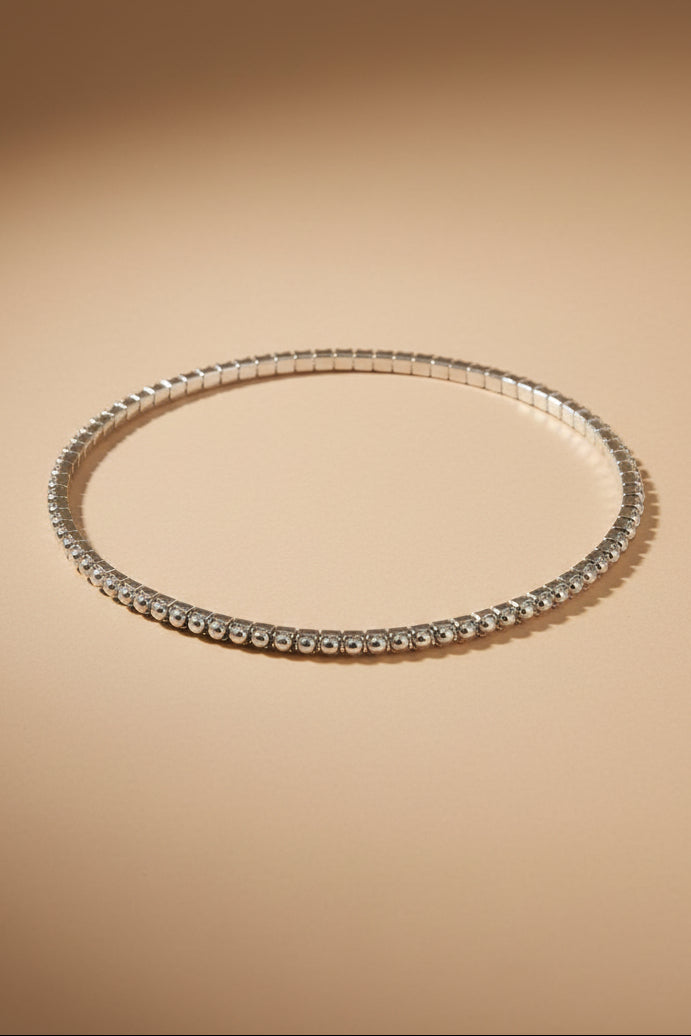 Close-up of a beaded silver bracelet ARASHIA from Pilgrim available at la petite garçonne in Montreal