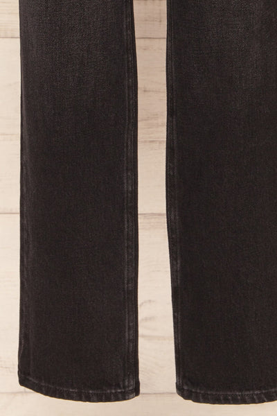 Pleven Black High-Waisted Straight Leg Jeans | La petite garçonne bottom close-up