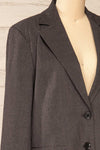 Plovdiv Oversized Dark Grey Cropped Blazer | La petite garçonne  side close-up