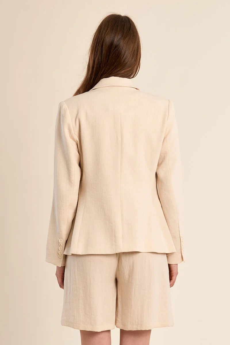 Backview of woman wearing Rajmahal Structured Ivory Blazer from la petite garçonne