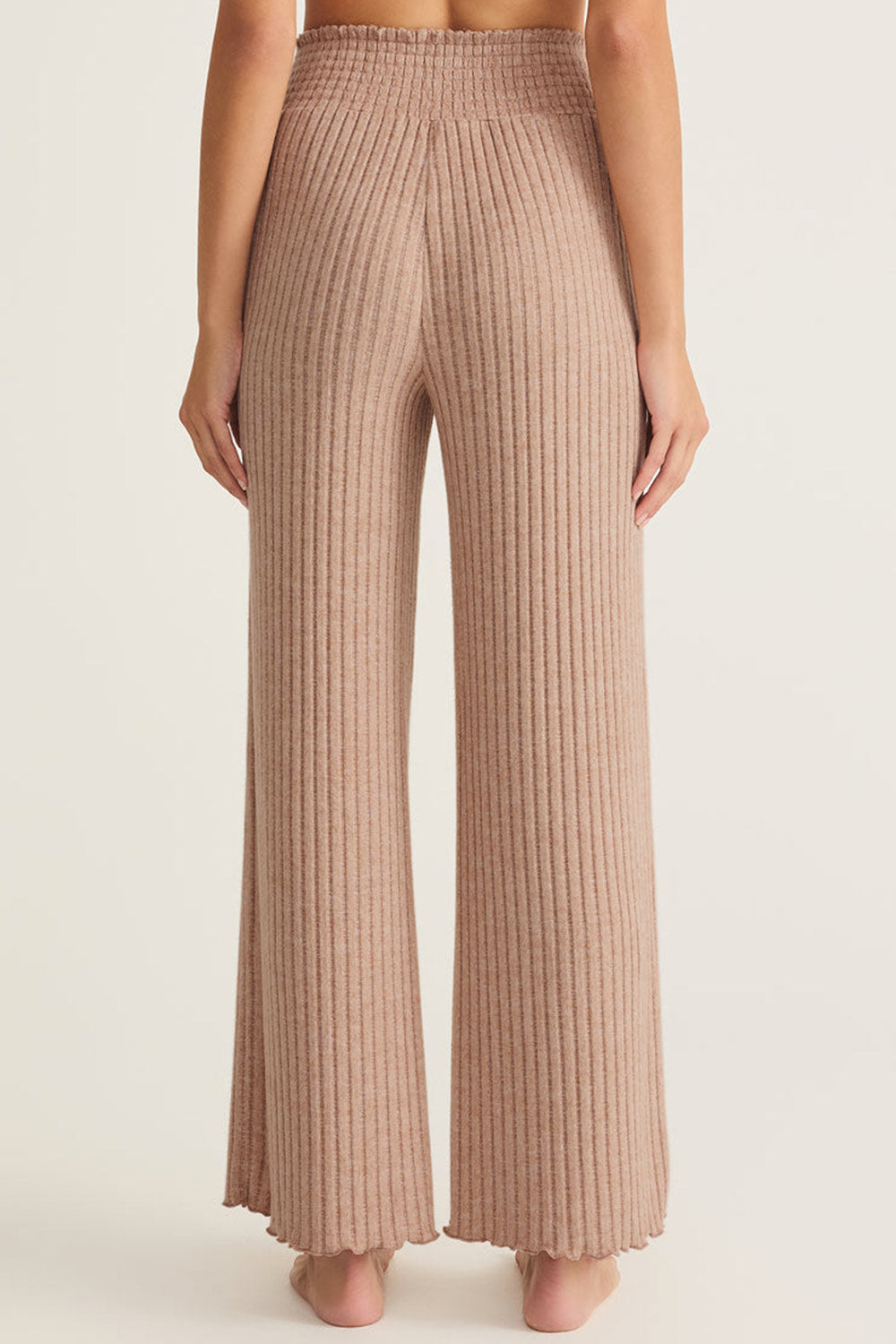 Ravyn Beige Soft Ribbed Knit Pants | La petite garçonne back model