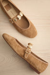 Topview of Dolce Vita Relan Brown Ornate Charm Genuine Suede Ballet Flats at la petite garçonne