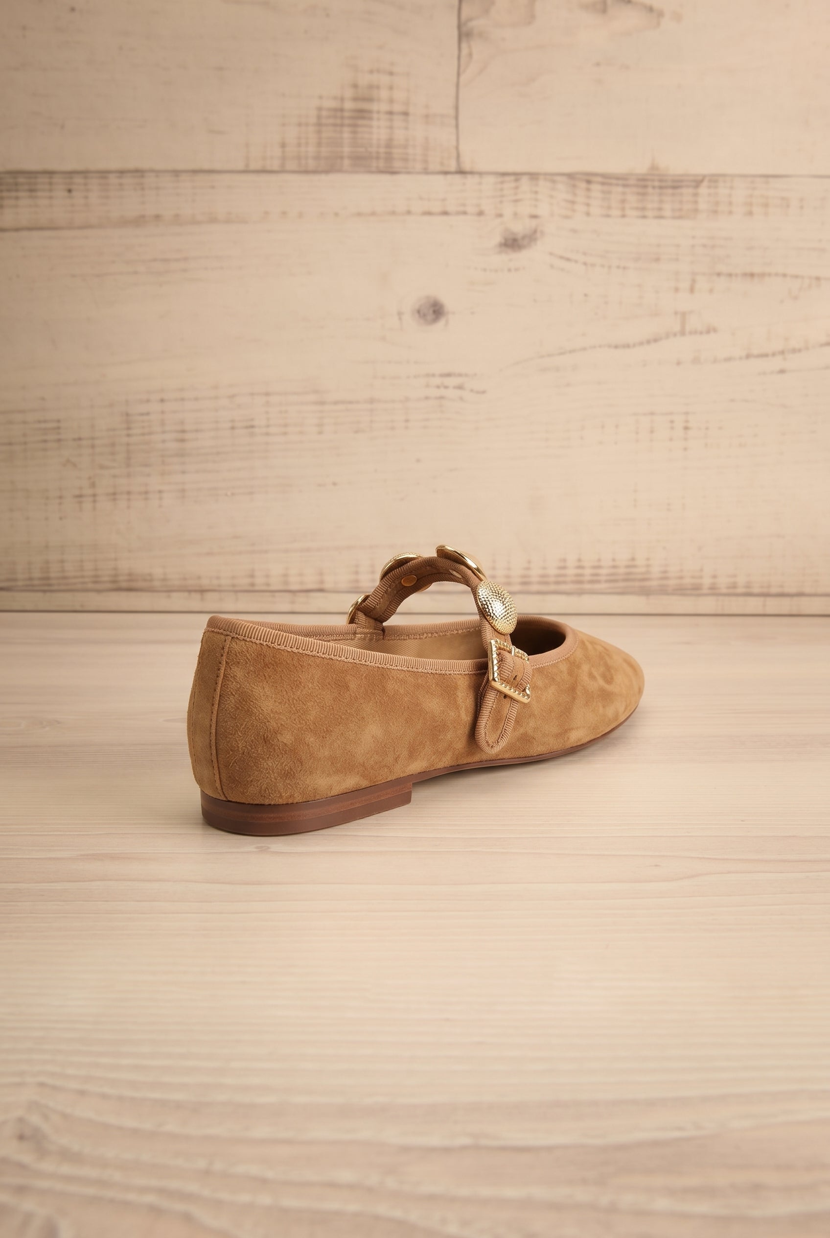 Backview of Dolce Vita Relan Brown Ornate Charm Genuine Suede Ballet Flats at la petite garçonne