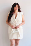 Abbotsford | White Sleeveless Tweed Blazer Dress- Boutique 1861 on model