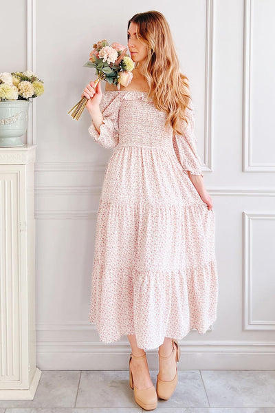 Adaline | Square Neck Floral Midi Dress-Boutique 1861 on model