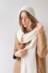 Bombay | Soft Knit Ivory Hooded Scarf - Boutique 1861 on model