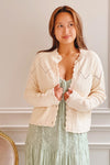 Casiraghi | Beige Knit Cardigan w/ Scalloped Front- Boutique 1861 on model